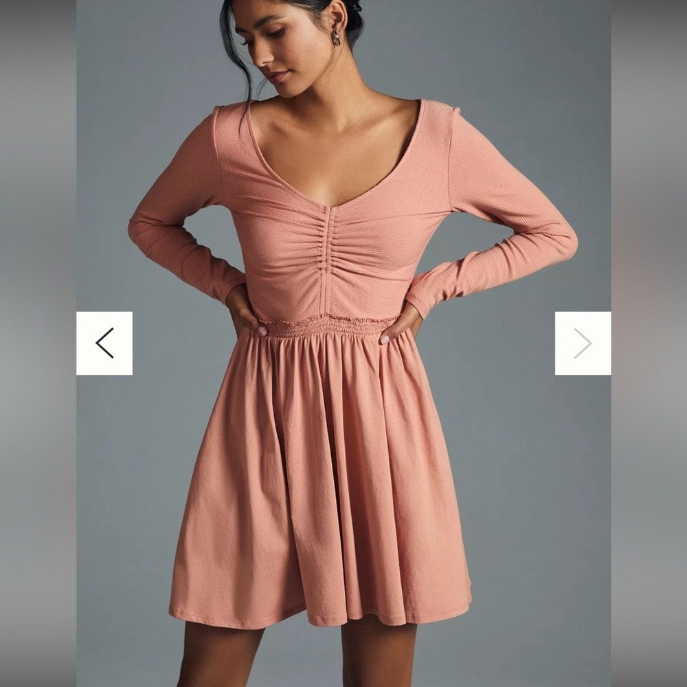 Daily Practice Anthropologie Rock Arch Dress, ribbed fit & flare v neck small